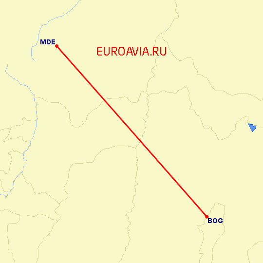 перелет Богота — Меделлин на карте