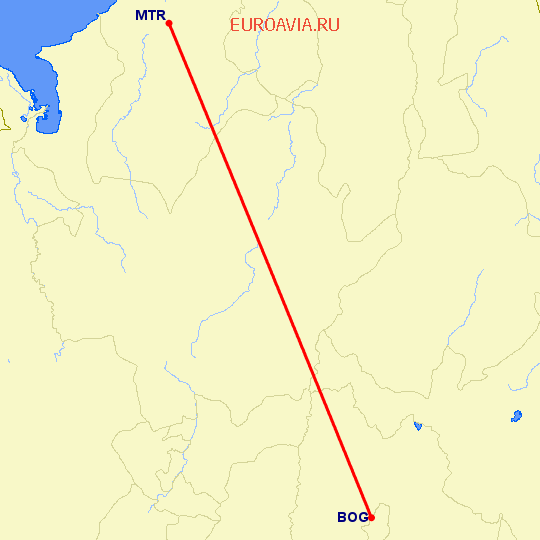 перелет Богота — Монтериа на карте