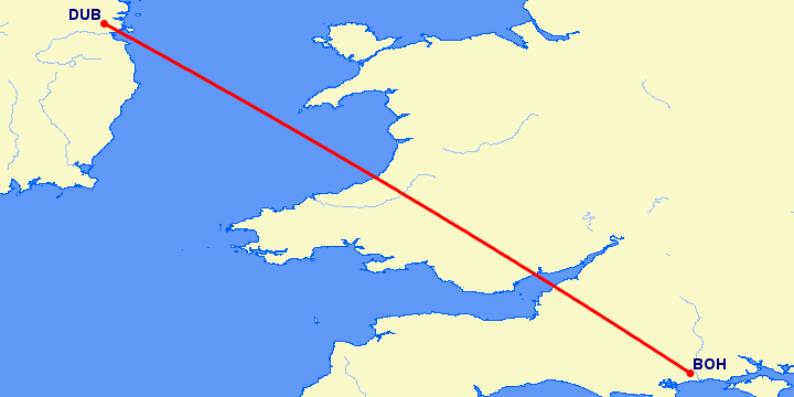 перелет Борнмут — Дублин на карте