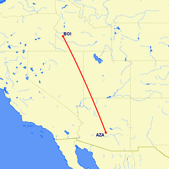 перелет Бойсе — Финикс на карте