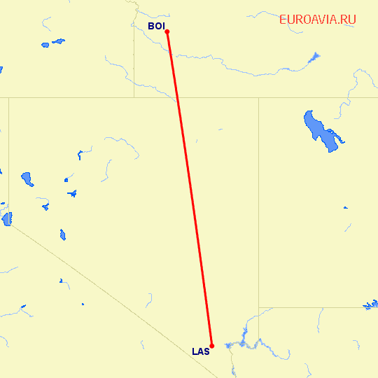 перелет Бойсе — Лас Вегас на карте