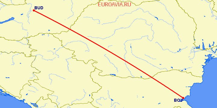 перелет Бургас — Будапешт на карте
