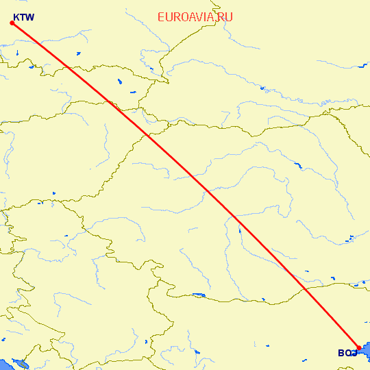 перелет Бургас — Катовице на карте