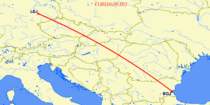 перелет Бургас — Лейпциг Галле на карте