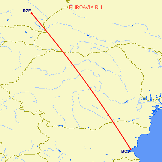 перелет Бургас — Жешув на карте