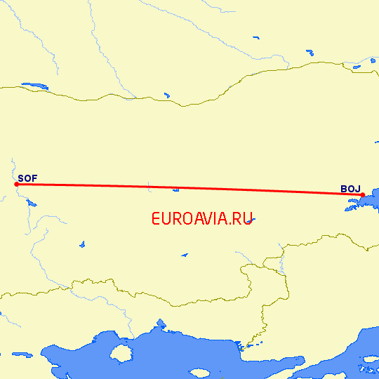 перелет Бургас — София на карте