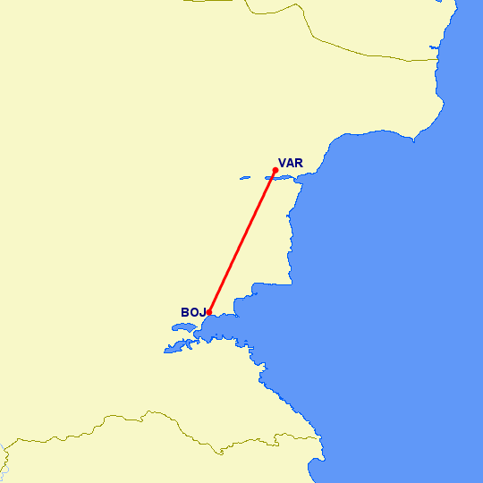 перелет Бургас — Варна на карте
