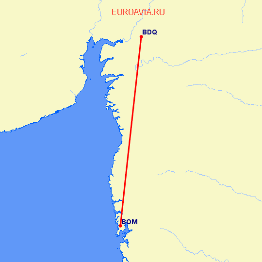 перелет Бомбей — Vadodara на карте