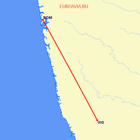 перелет Бомбей — Белгаум на карте