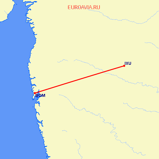 перелет Бомбей — Аурангабад на карте