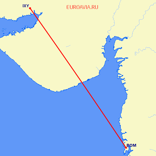 перелет Бомбей — Кандия на карте