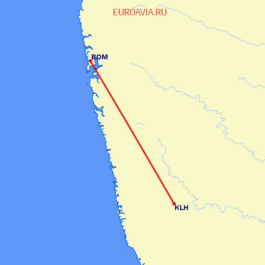 перелет Бомбей — Колхапур на карте