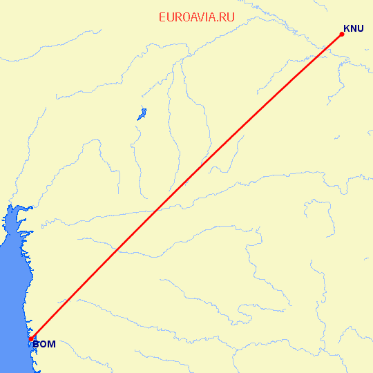 перелет Бомбей — Канпур на карте