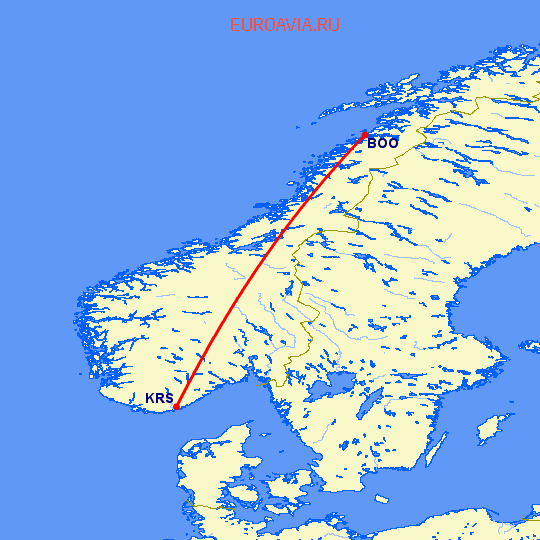 перелет Бодо — Кристиансанн на карте