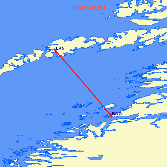 перелет Бодо — Лекнес на карте