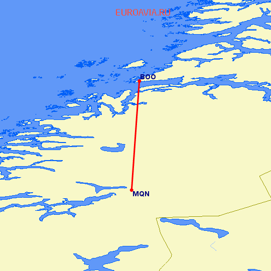 перелет Бодо — Mo I Rana на карте
