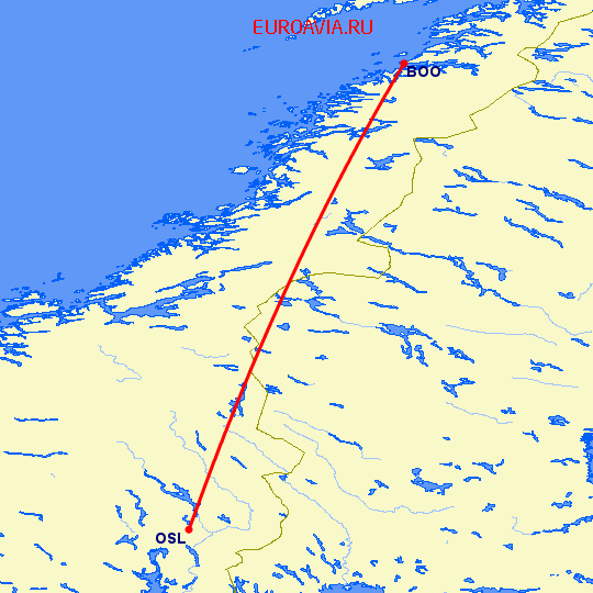 перелет Бодо — Осло на карте