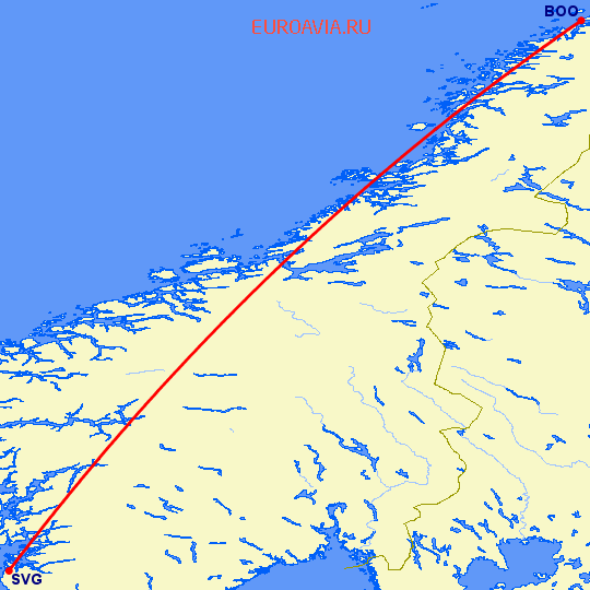 перелет Бодо — Ставангер на карте