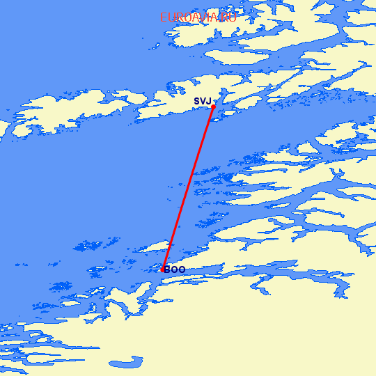 перелет Бодо — Сволваер на карте