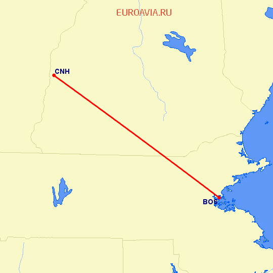 перелет Бостон — Claremont на карте