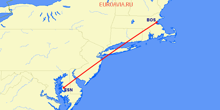 перелет Бостон — Easton на карте