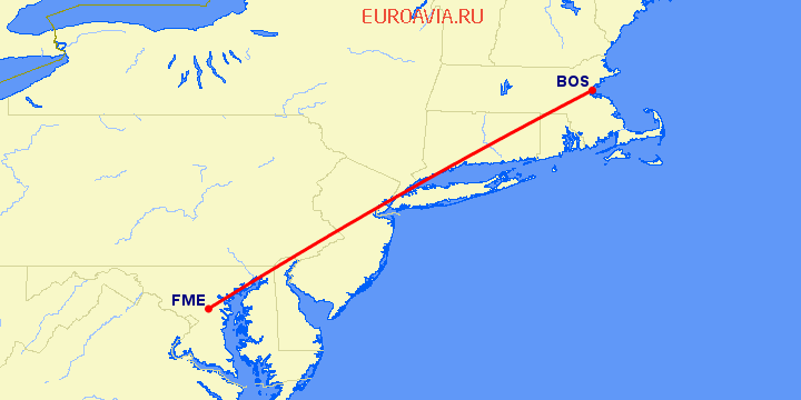 перелет Бостон — Fort Meade на карте