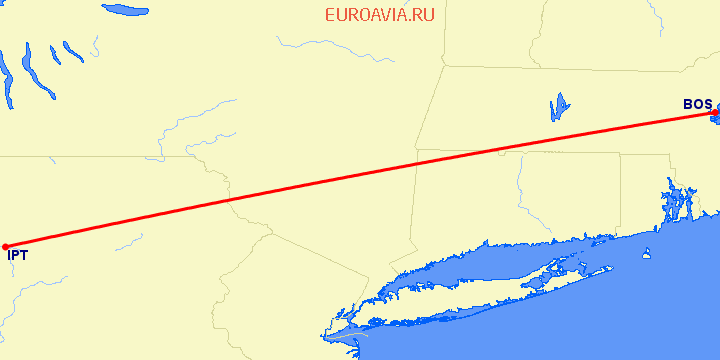 перелет Бостон — Williamsport на карте