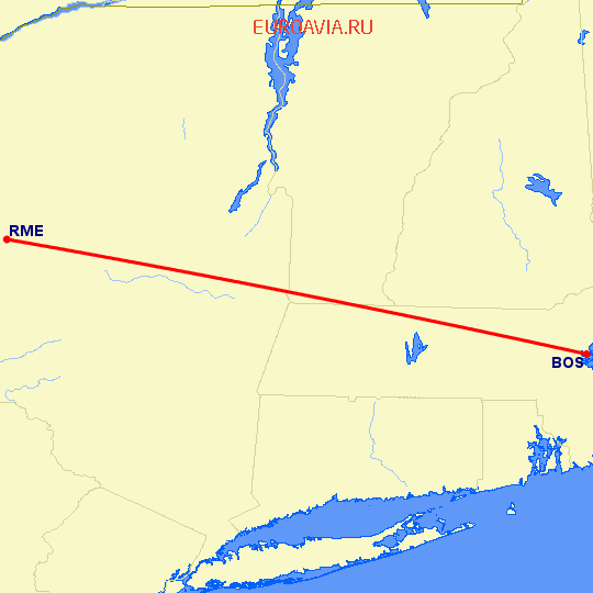 перелет Бостон — Rome, NY на карте