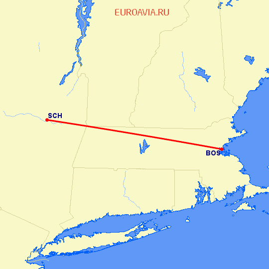 перелет Бостон — Schenectady, NY на карте
