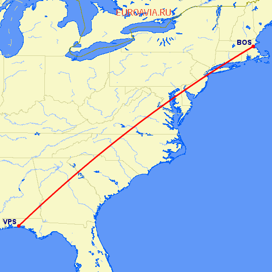 перелет Бостон — Valparaiso на карте