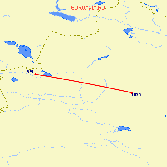 перелет Боле — Урумги на карте