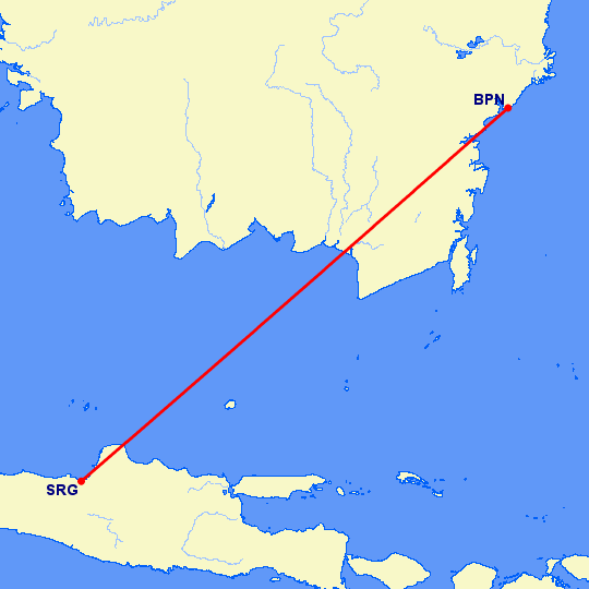 перелет Баликпапан — Семаранг на карте