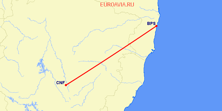 перелет Порто Сегуро — Белу Оризонте на карте