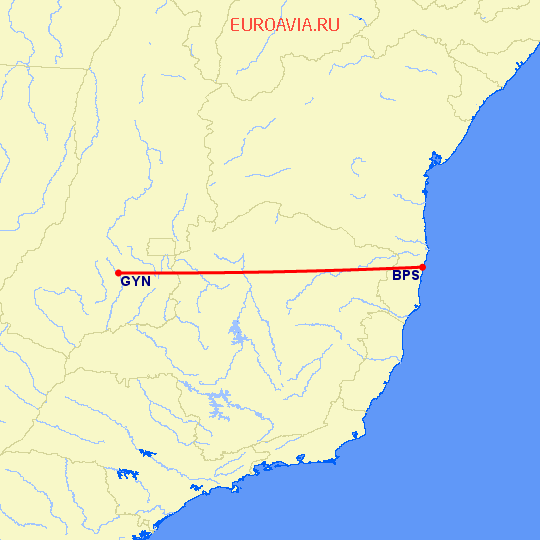перелет Порто Сегуро — Goiania на карте