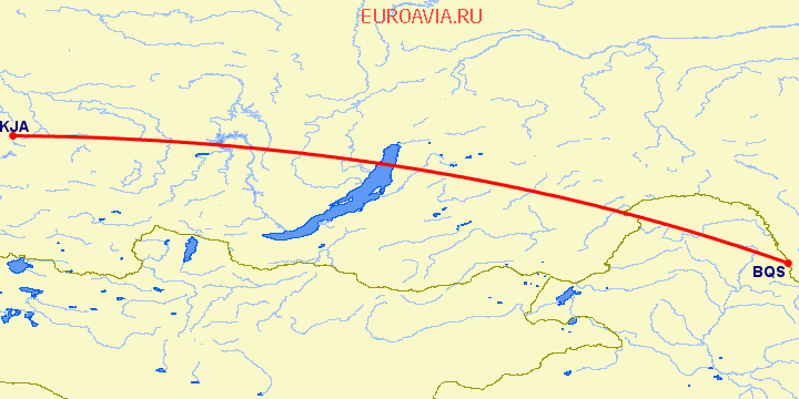 перелет Благовещенск — Красноярск на карте