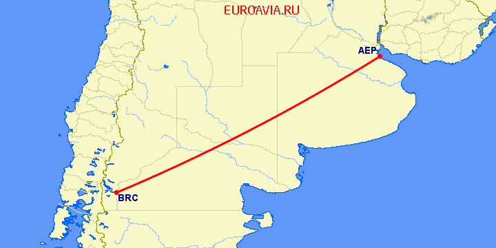 перелет Сан Карлос де Барилоче — Буэнос Айрес на карте