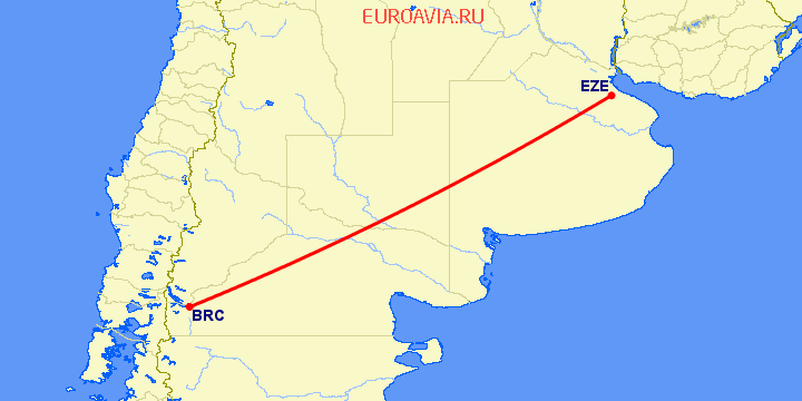 перелет Сан Карлос де Барилоче — Буэнос Айрес на карте