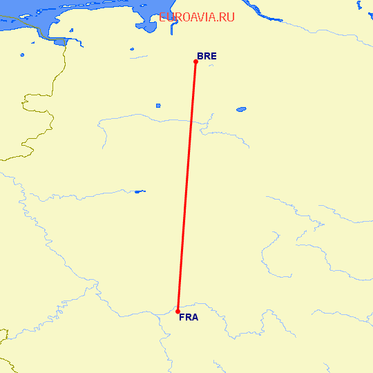 перелет Бремен — Франкфурт на Майне на карте