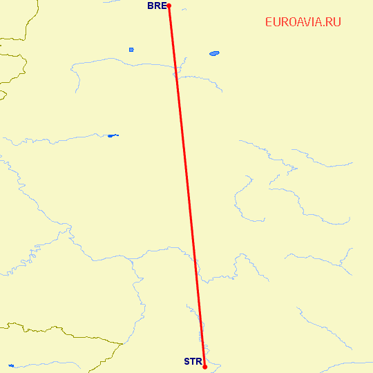 перелет Бремен — Штуттгард на карте