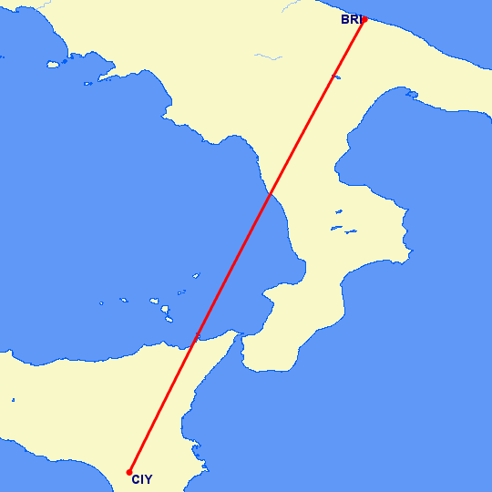 перелет Бари — Комизо на карте