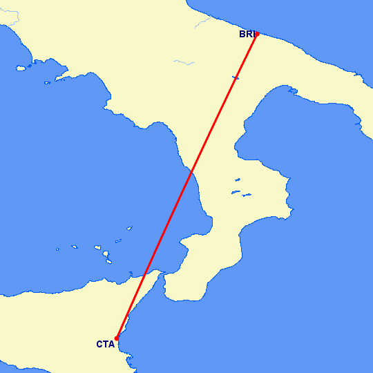 перелет Бари — Катания на карте