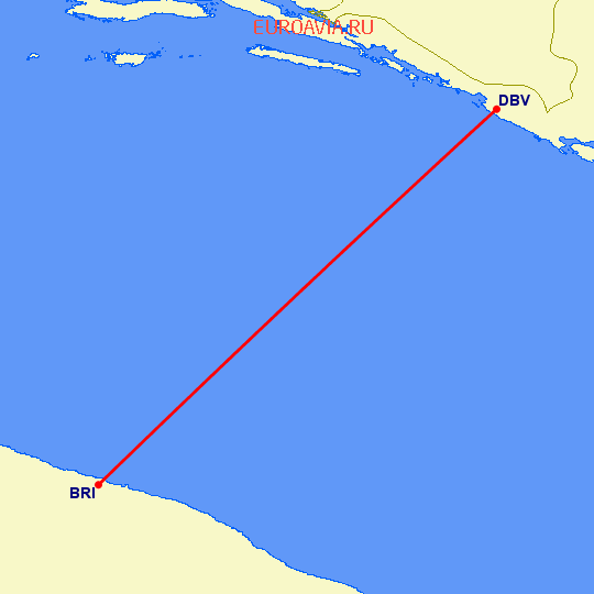 перелет Бари — Дубровник на карте