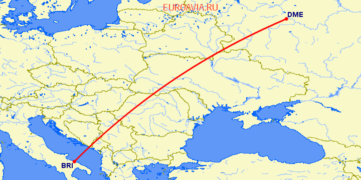 перелет Бари — Москва на карте