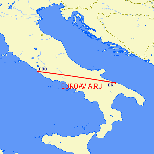 перелет Бари — Рим на карте