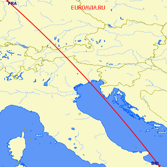 перелет Бари — Франкфурт на Майне на карте