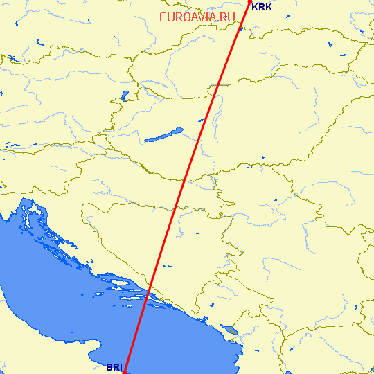 перелет Бари — Краков на карте