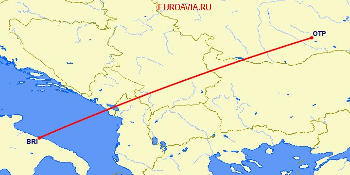 перелет Бари — Бухарест на карте