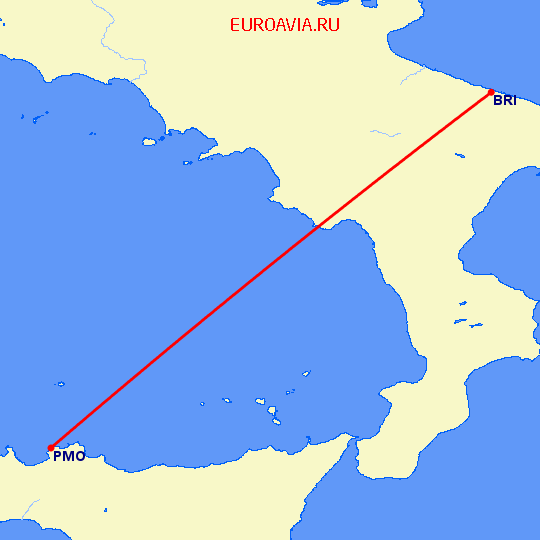 перелет Бари — Палермо на карте