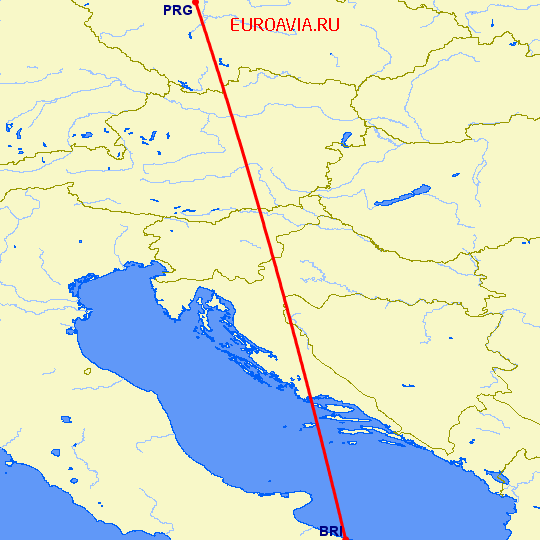перелет Бари — Прага на карте