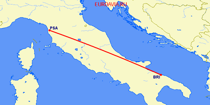 перелет Бари — Пиза на карте